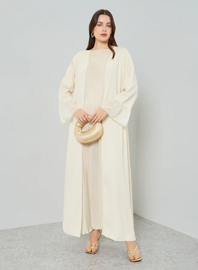 Styli Women Beige Ruffled Sleeve Abaya